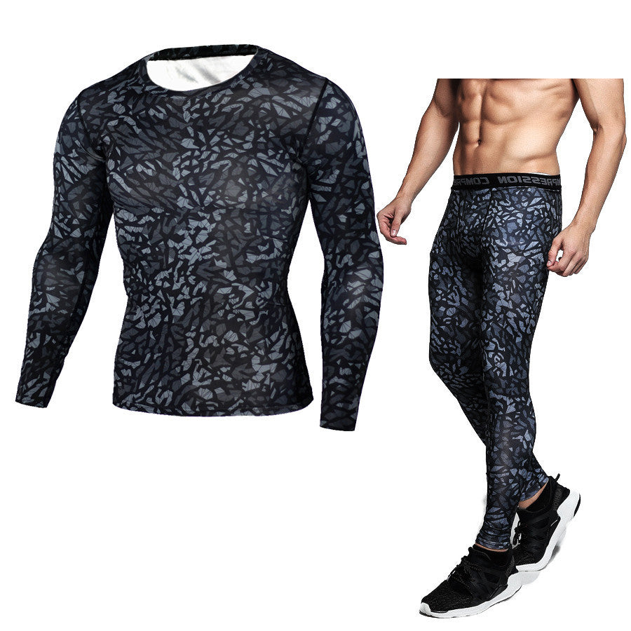 Camouflage Compression Baselayer Set Sports Compression Set Long Sleeve T-Shirt Tights