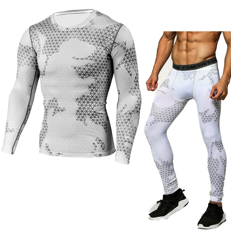 Camouflage Compression Baselayer Set Sports Compression Set Long Sleeve T-Shirt Tights