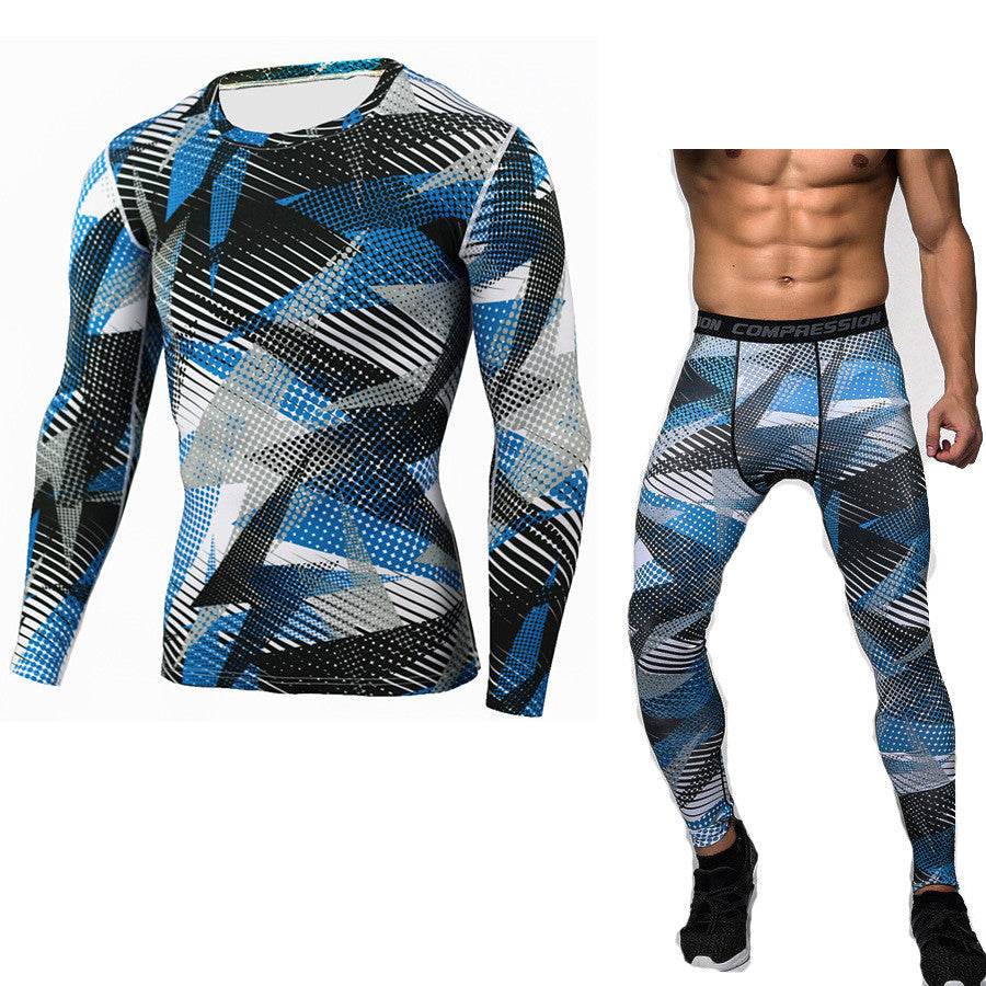Camouflage Compression Baselayer Set Sports Compression Set Long Sleeve T-Shirt Tights