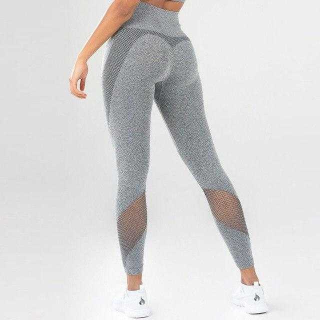 Women's Stretchy Skinny Sheer Mesh Stitching Workout Leggings | eprolo