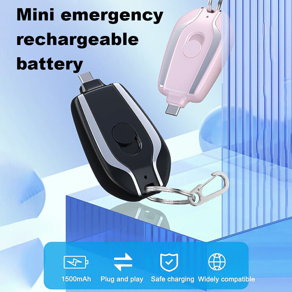 Cargador de llavero con minicargador de emergencia de 1500 mAh