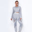 2Pcs Yoga Set Seamless Fitness Crop Top Women Long Sleeve