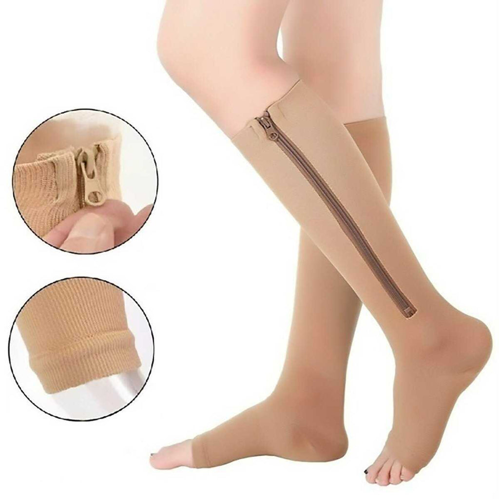 1 Pair Unisex Compression Socks Zipper Leg Support Knee Socks | eprolo