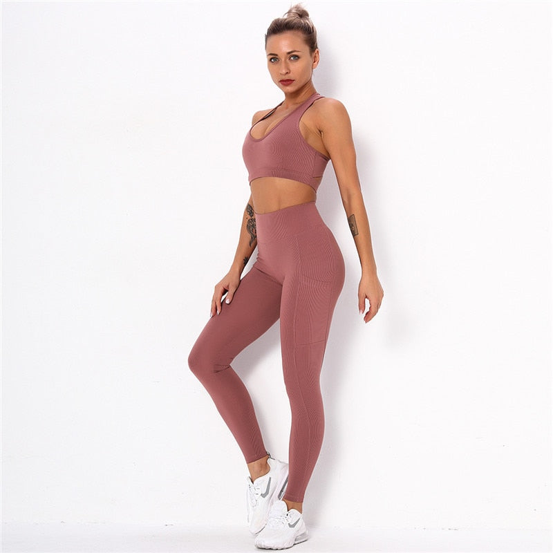 Striped Sports  Leggings Sets Women