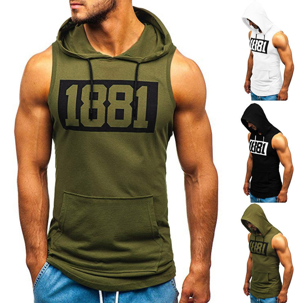 Chaleco sin mangas con letras estampadas y sudadera deportiva para hombre