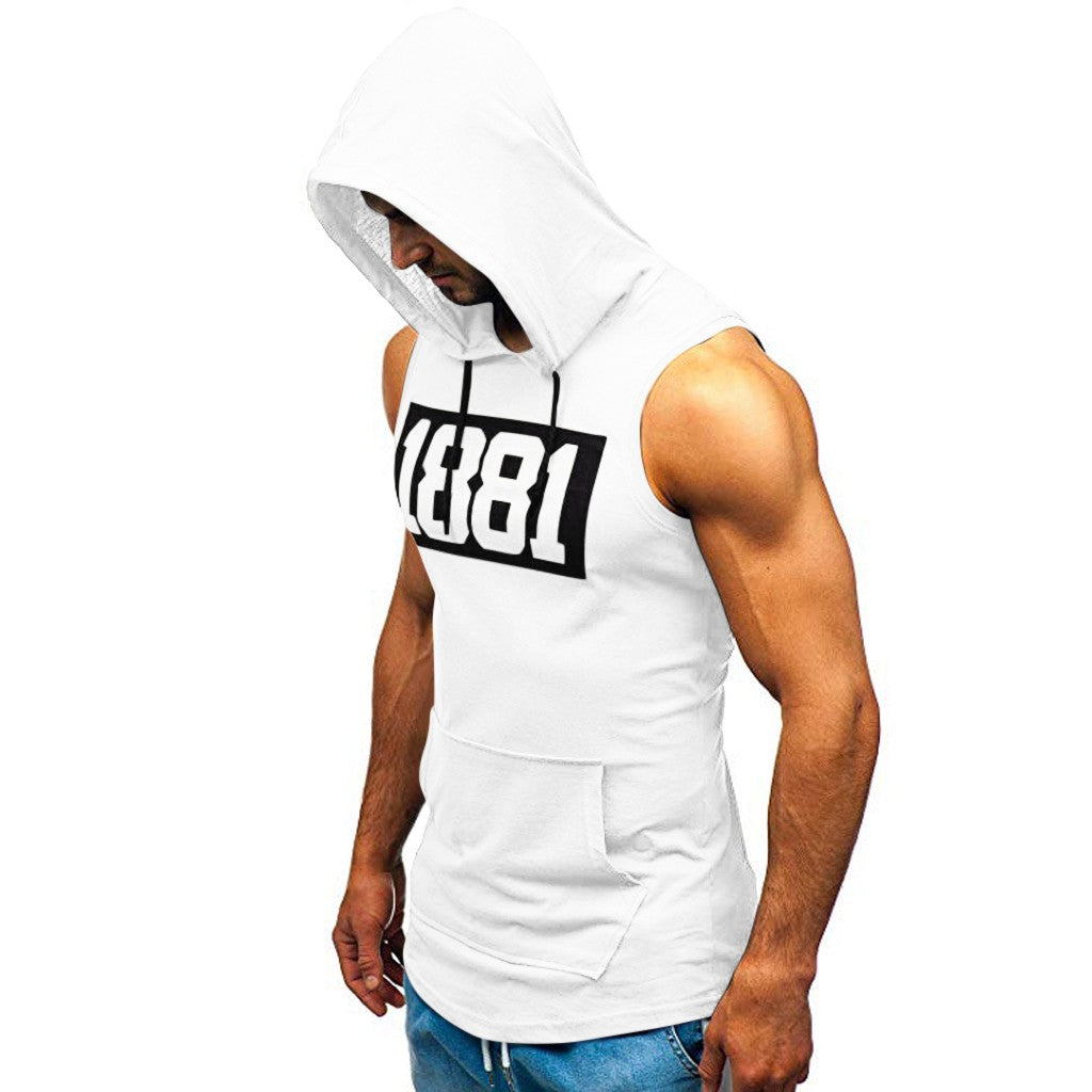 Chaleco sin mangas con letras estampadas y sudadera deportiva para hombre