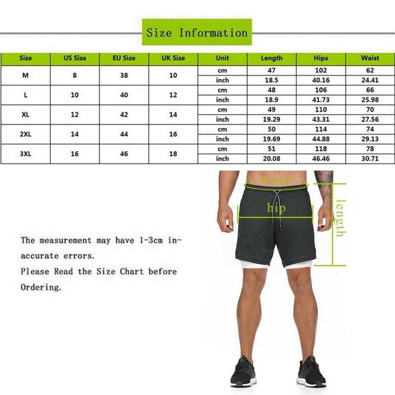 Men's 2 in 1 Joggers Shorts Security Pockets Leisure Sporting Shorts | eprolo