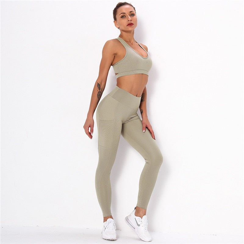 Striped Sports  Leggings Sets Women