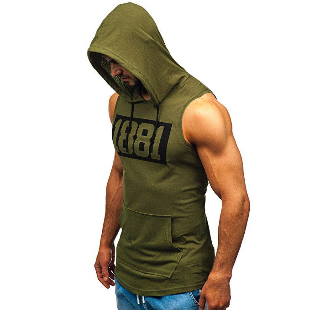 Chaleco sin mangas con letras estampadas y sudadera deportiva para hombre