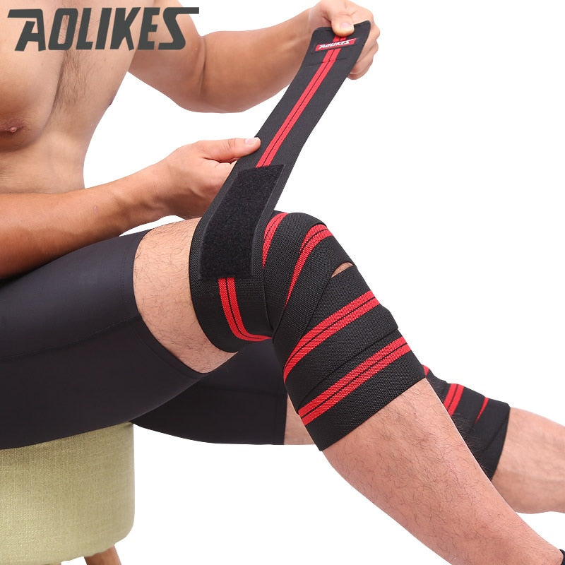 AOLIKES 1pcs 180*8cm Knee  Weight Lifting Sports Knee Bandages