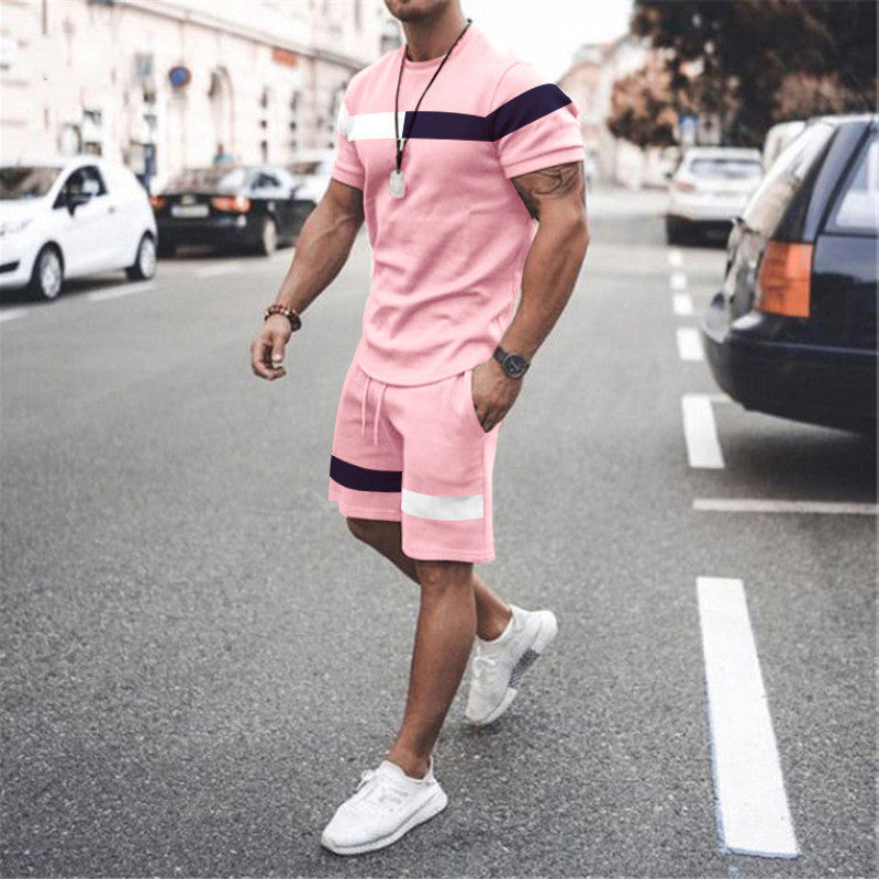 Traje deportivo de manga corta con parches para ocio y atletismo para hombre