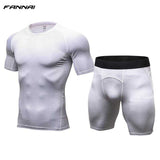 FANNAI Brand Mens Running set T Shirt and shorts  Compression Tights | eprolo