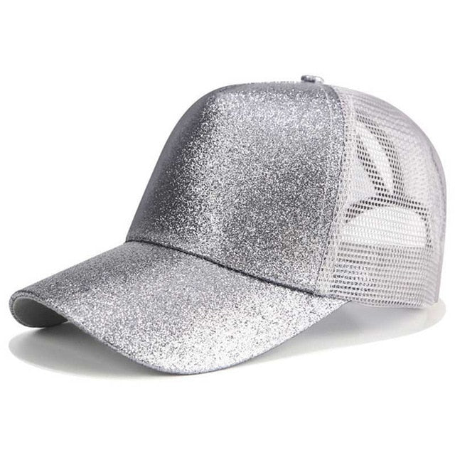 Glitter Ponytail Baseball Cap for Women