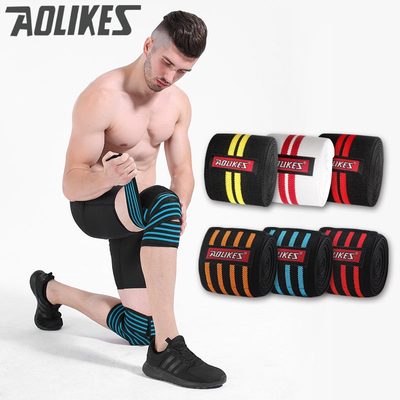 AOLIKES 1pcs 180*8cm Knee  Weight Lifting Sports Knee Bandages