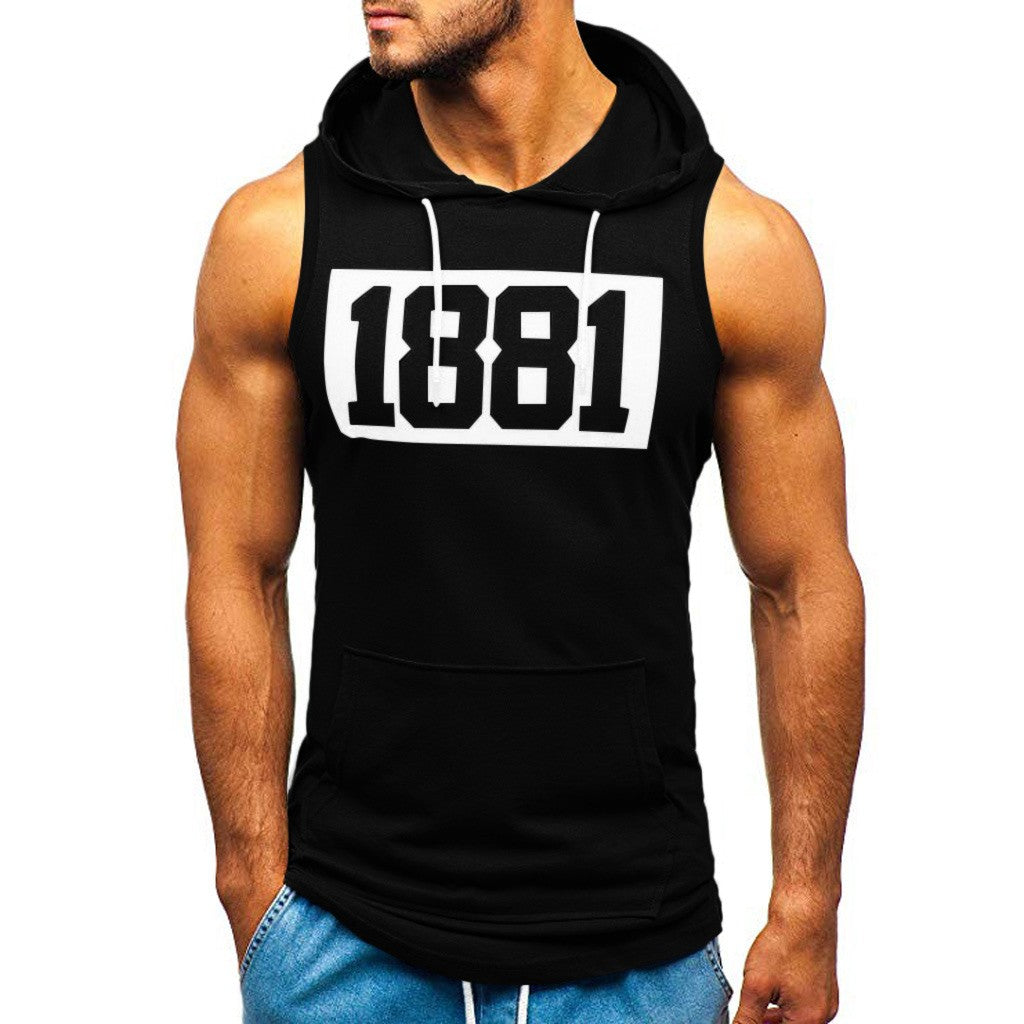 Chaleco sin mangas con letras estampadas y sudadera deportiva para hombre