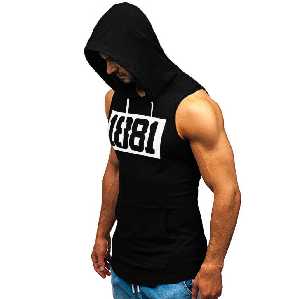 Chaleco sin mangas con letras estampadas y sudadera deportiva para hombre