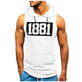 Men's Sleeveless Vest Letter Printed Hoodie Sports Tops