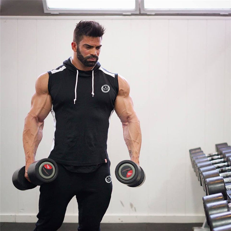 Gyms Summer Brand Stretchy Sleeveless Shirt Casual Fashion Hooded Tank Top Men bodybuilding Fitness Clothing | GYMFIT24.COM