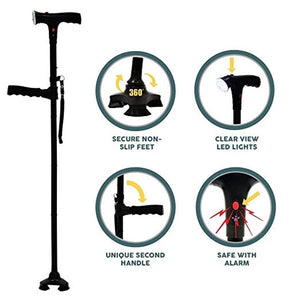 Collapsible Telescopic Cane Folding Crutch LED Lightweight Safety Walking Stick