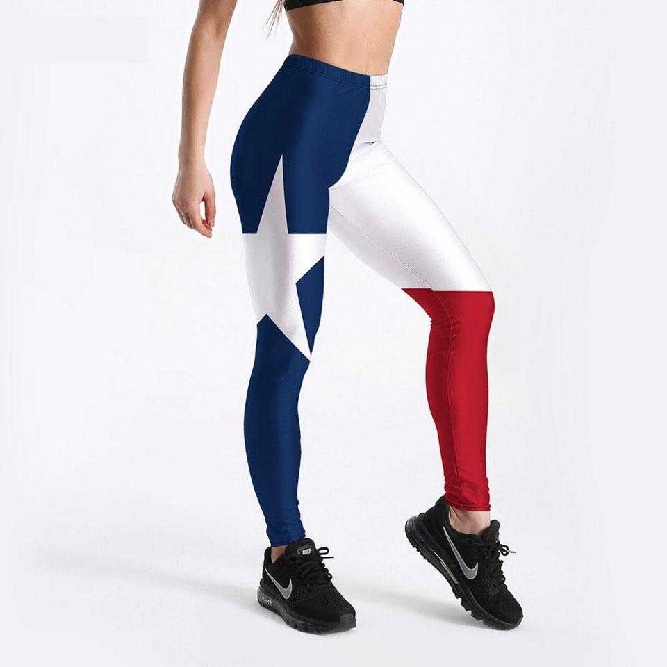 Women Leggings US Flag Pentagram Printed | GYMFIT24.COM