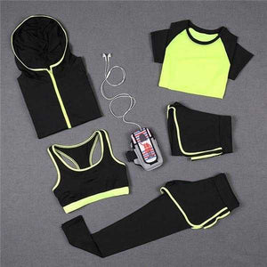 5 PCS Women Yoga Set for Running T-Shirt Tops | eprolo