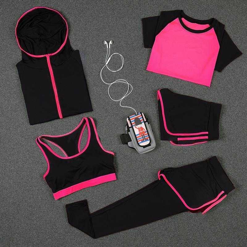 5 PCS Women Yoga Set for Running T-Shirt Tops | eprolo