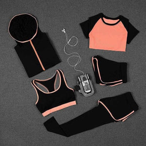 5 PCS Women Yoga Set for Running T-Shirt Tops | eprolo