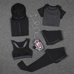 5 PCS Women Yoga Set for Running T-Shirt Tops | eprolo