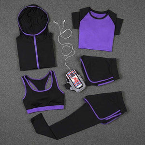 5 PCS Women Yoga Set for Running T-Shirt Tops | eprolo