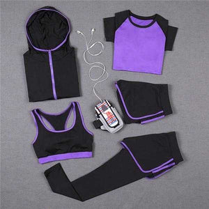 5 PCS Women Yoga Set for Running T-Shirt Tops | eprolo