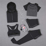 5 PCS Women Yoga Set for Running T-Shirt Tops | eprolo