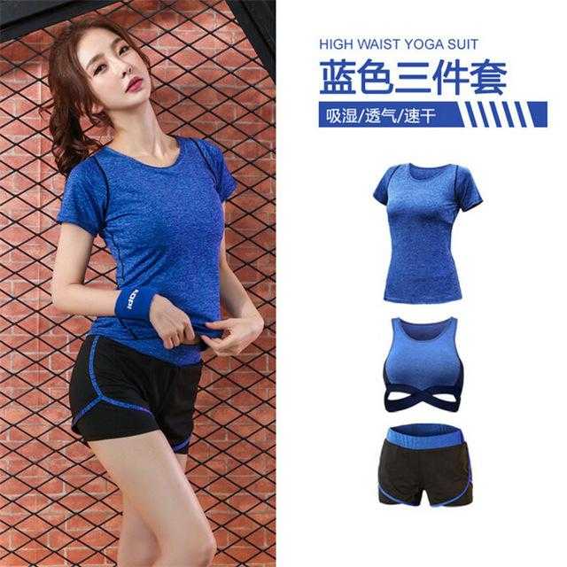 5 pieces sets coat+t shirt+bra+shorts+leggings women yoga clothing | eprolo