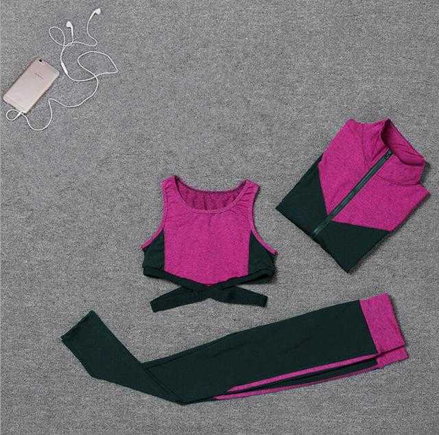 5 pieces sets coat+t shirt+bra+shorts+leggings women yoga clothing | eprolo