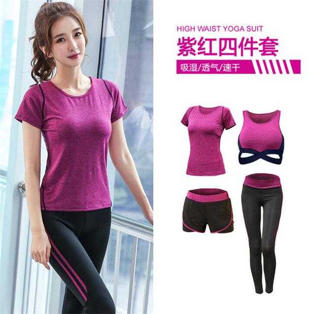 5 pieces sets coat+t shirt+bra+shorts+leggings women yoga clothing | eprolo