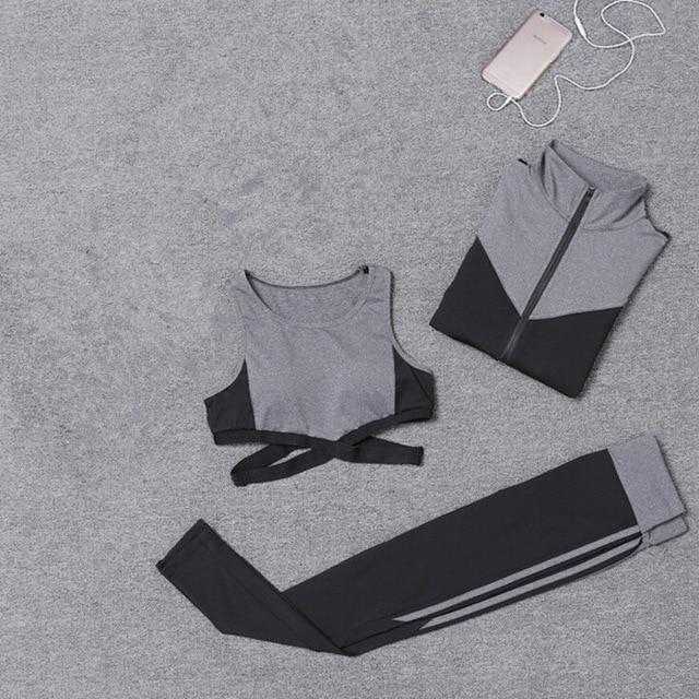 5 pieces sets coat+t shirt+bra+shorts+leggings women yoga clothing | eprolo