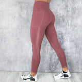 Pocket Solid Sport Yoga  Sportswear Women