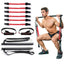 Ejercicio de gimnasio con barra de pilates con banda de resistencia
