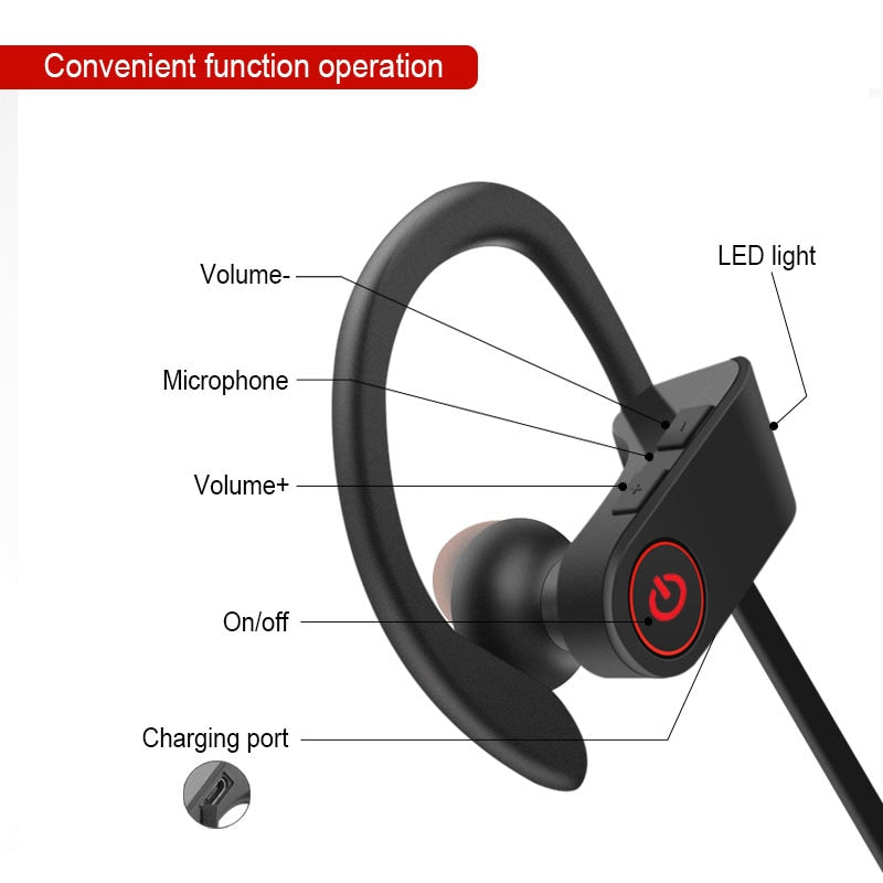 Sports Bass Bluetooth Headphones Waterproof