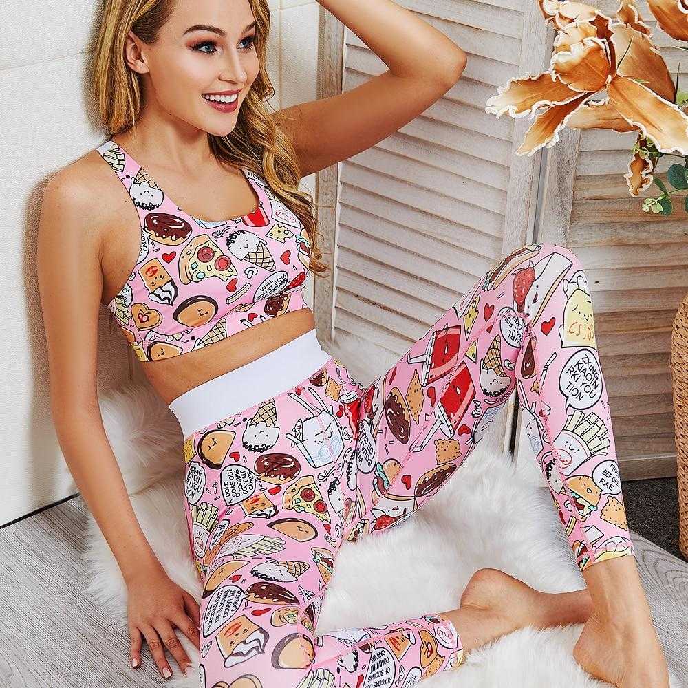 Pink Two Piece Set Fitness Women Crop Top and Pants Set | eprolo