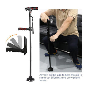 Collapsible Telescopic Cane Folding Crutch LED Lightweight Safety Walking Stick