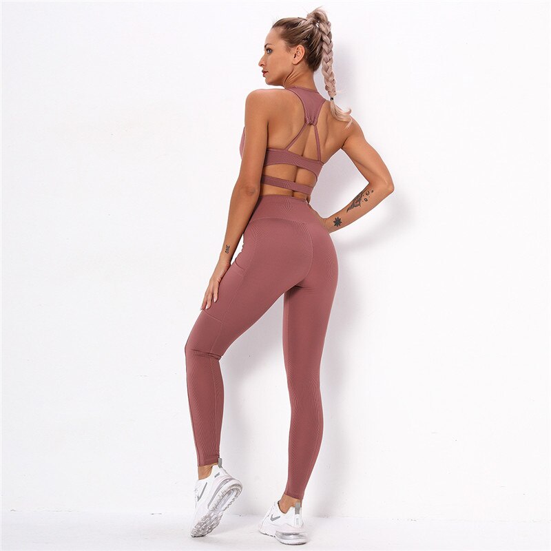 Striped Sports  Leggings Sets Women