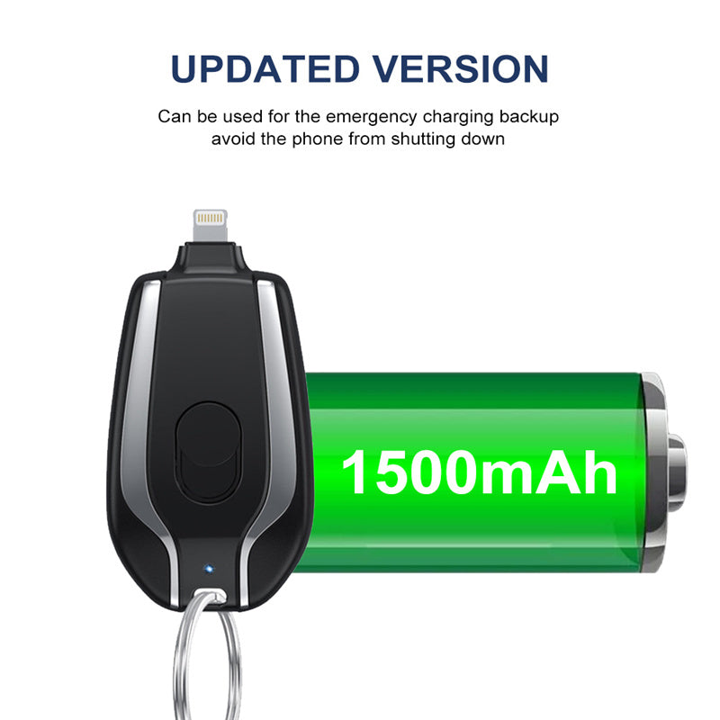 Cargador de llavero con minicargador de emergencia de 1500 mAh
