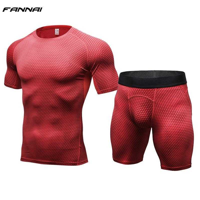 FANNAI Brand Mens Running set T Shirt and shorts  Compression Tights | eprolo