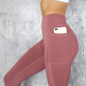 Pocket Solid Sport Yoga  Sportswear Women