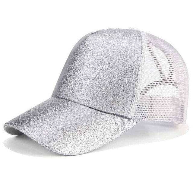 Glitter Ponytail Baseball Cap for Women