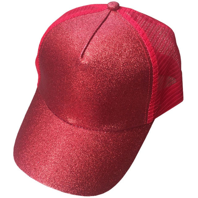 Glitter Ponytail Baseball Cap for Women