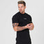 Men Cotton Short sleeve t shirt Fitness Slim Patchwork Black | GYMFIT24.COM