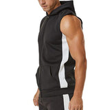 Men Zipper Splicing Sports Hooded Vest bodybuilding  fitness clothing | eprolo