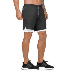 Men's 2 in 1 Joggers Shorts Security Pockets Leisure Sporting Shorts | eprolo