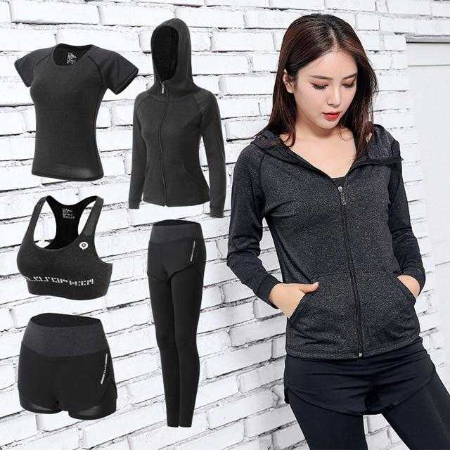 Women Yoga Sport Suit quick Dry Bra Set 5 Pieces | eprolo